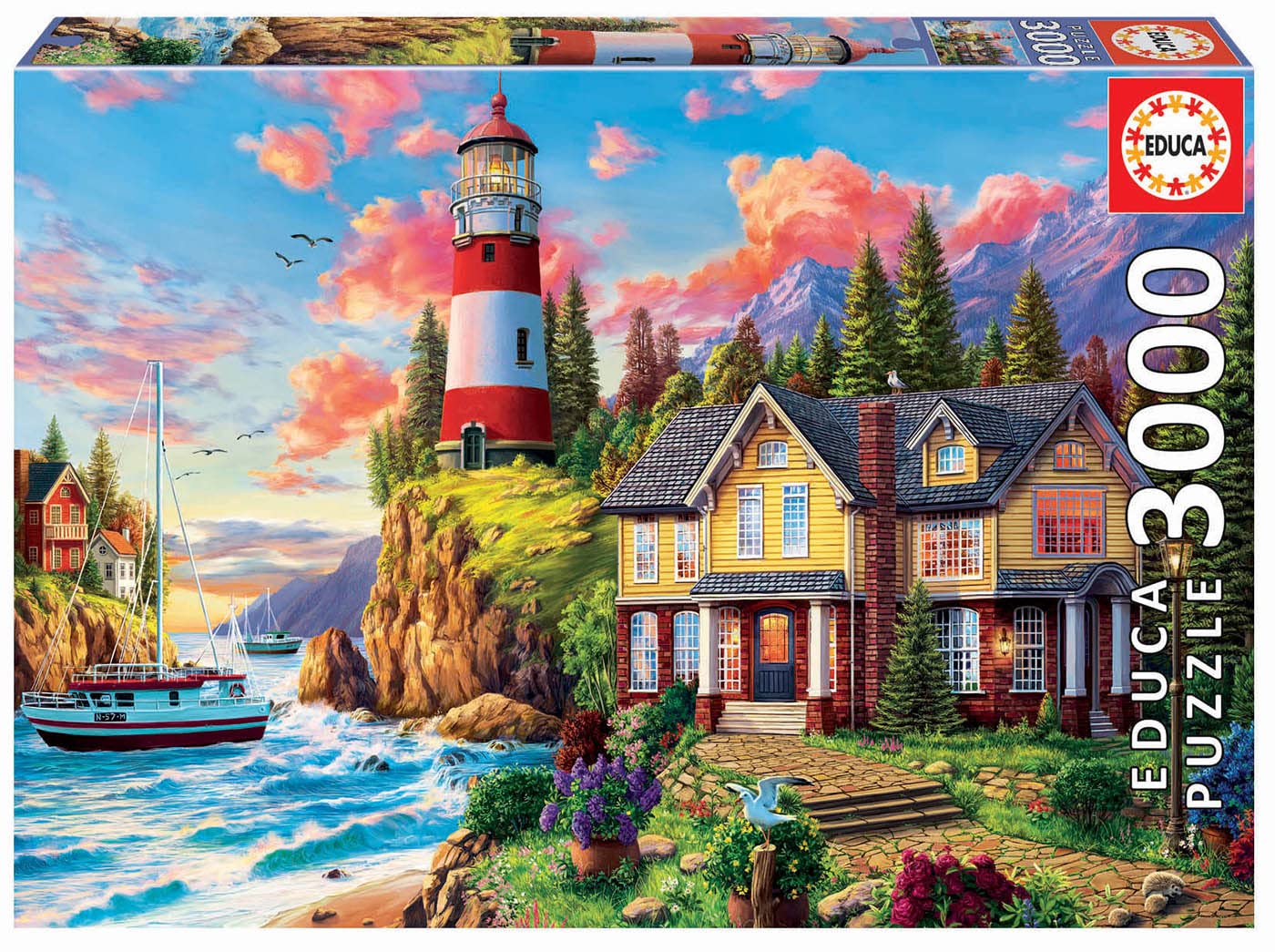 Educa - Puzzle da 3000 pezzi per adulti | Lighthouse Landscape. Misura: 120 x 85 cm. Include servizio pezzi mancanti. Consigliato a partire dai 14 anni (18507) Puzzle Faro vicino all'oceano