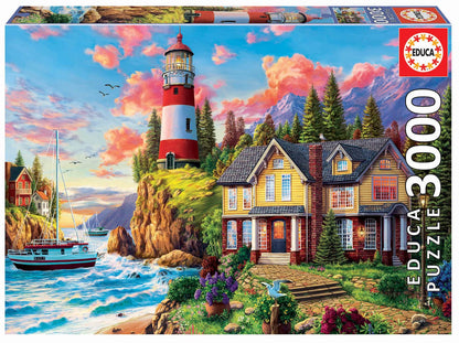 Educa - Puzzle da 3000 pezzi per adulti | Lighthouse Landscape. Misura: 120 x 85 cm. Include servizio pezzi mancanti. Consigliato a partire dai 14 anni (18507) Puzzle Faro vicino all'oceano