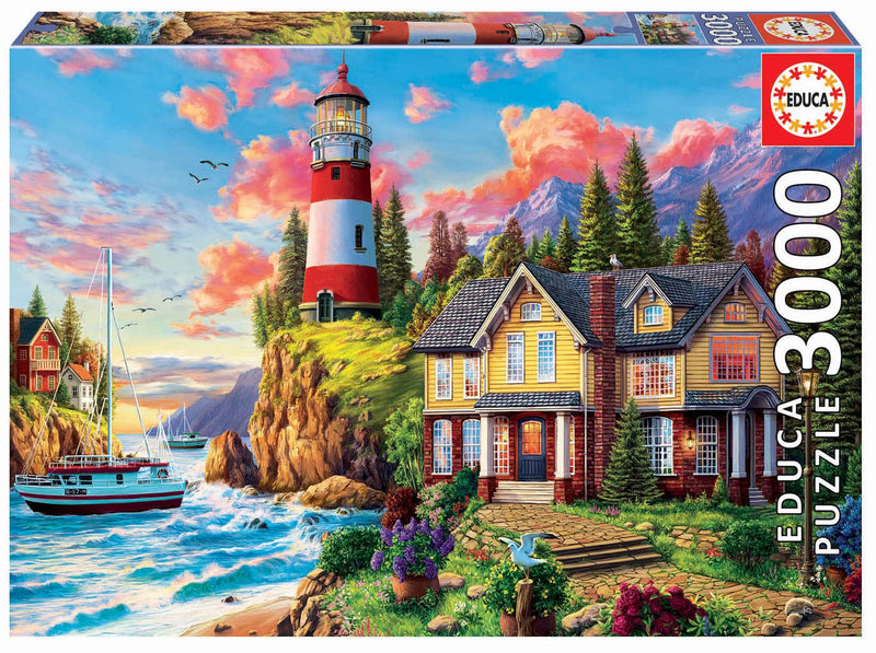 Educa - Puzzle da 3000 pezzi per adulti | Lighthouse Landscape. Misura: 120 x 85 cm. Include servizio pezzi mancanti. Consigliato a partire dai 14 anni (18507) Puzzle Faro vicino all'oceano