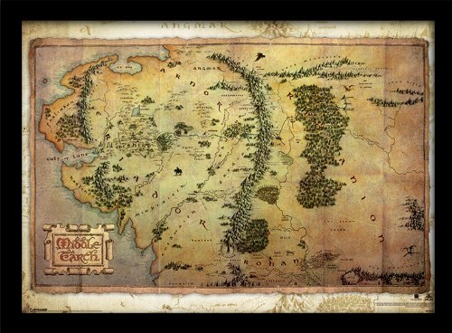 iPosters FP10385P-PL The Hobbit Journey Map A3 Framed Print,16 x 12 inches