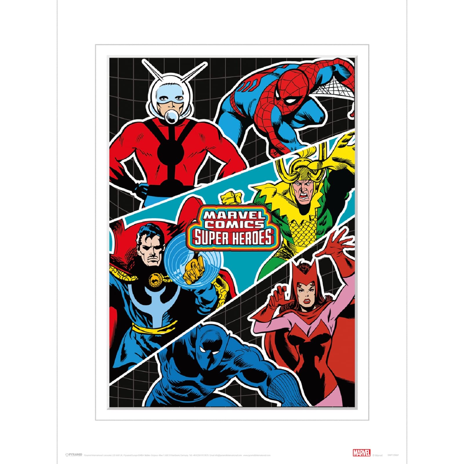 Marvel Poster Framed Print (Energized Heroes with White Border Design) 30x40cm Frame, Marvel Gift for Men, Marvel Gifts for Women and Marvel Gifts for Boys and Girls - Official Merchandise