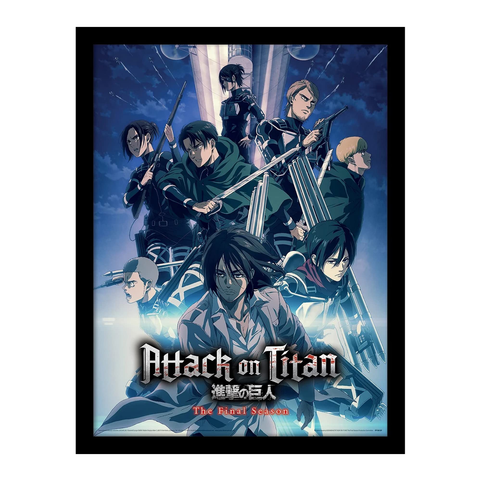 Pyramid International Attack on Titan Poster with Border and Black Frame (Strike Team Design) 30cm x 40cm Frame and Wall Art - Official Merchandise