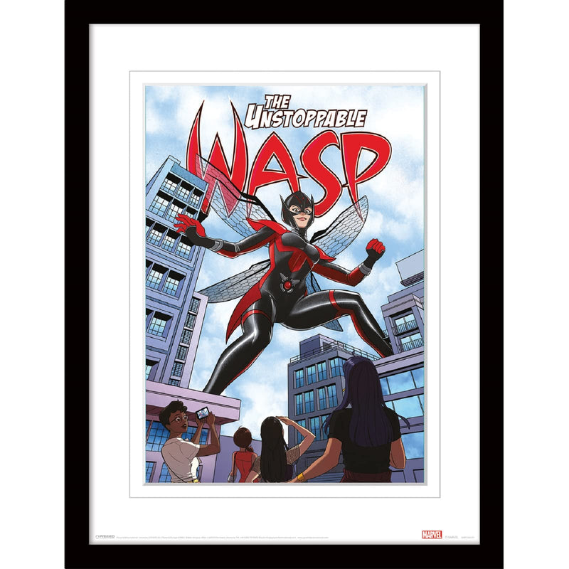 Pyramid International Marvel The Wasp Poster (Unstoppable Design with White Border) Framed Print 30cm x 40cm, Marvel Gifts for Men and Marvel Gifts for Women - Official Merchandise