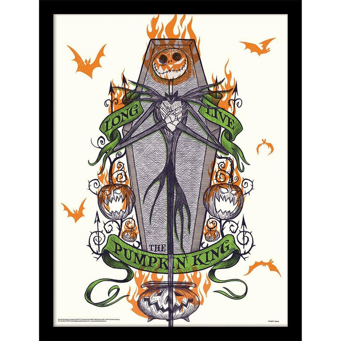 The Nightmare Before Christmas Póster enmarcado Long Live The Pumpkin King (40 cm x 30 cm) (gris/verde/naranja)