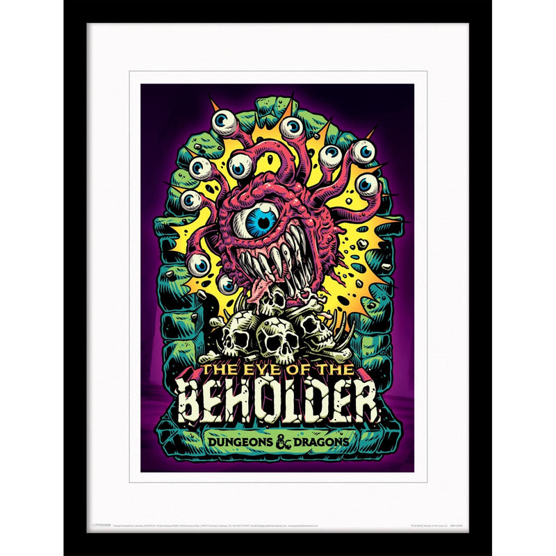 Dungeons and Dragons Print in Black Picture Frame Collector Edition (Beholder Design) Dungeons and Dragons Wall Art, 30cm x 40cm. Dungeons and Dragons Gifts - Official Merchandise