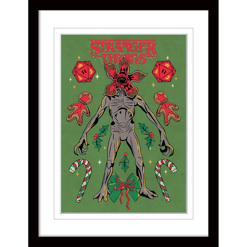 Pyramid International Stranger Things Poster with Border and Black Frame (Christmas Demogorgon Design) 30cm x 40cm Frame and Stranger Things Wall Art - Official Stranger Things Merchandise
