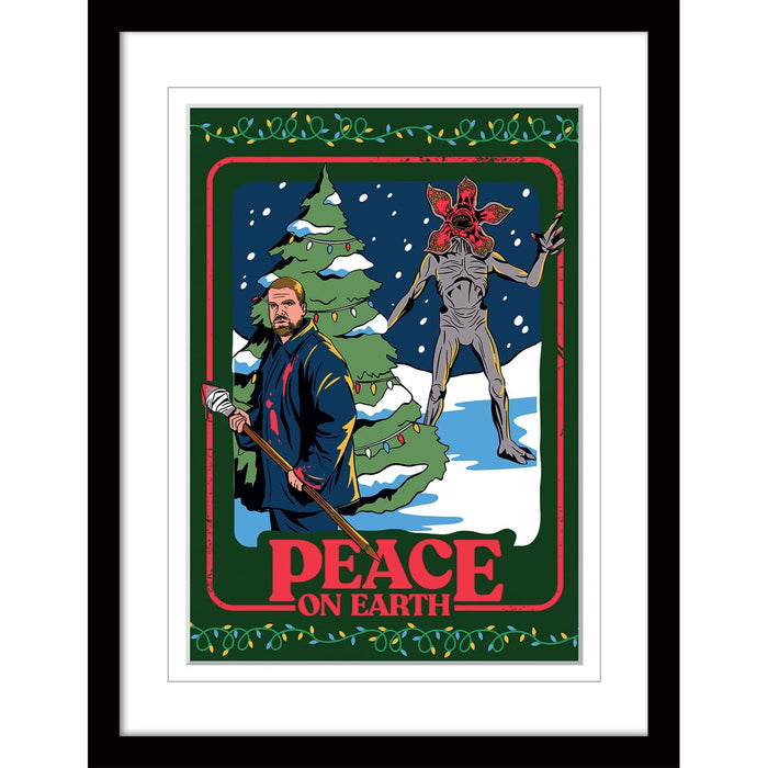 Pyramid International Poster with Border and Black Frame (Peace on Earth Design) 30cm x 40cm Frame and Stranger Things Wall Art - Official Stranger Things Merchandise,Multicolour,16 x 12 inches