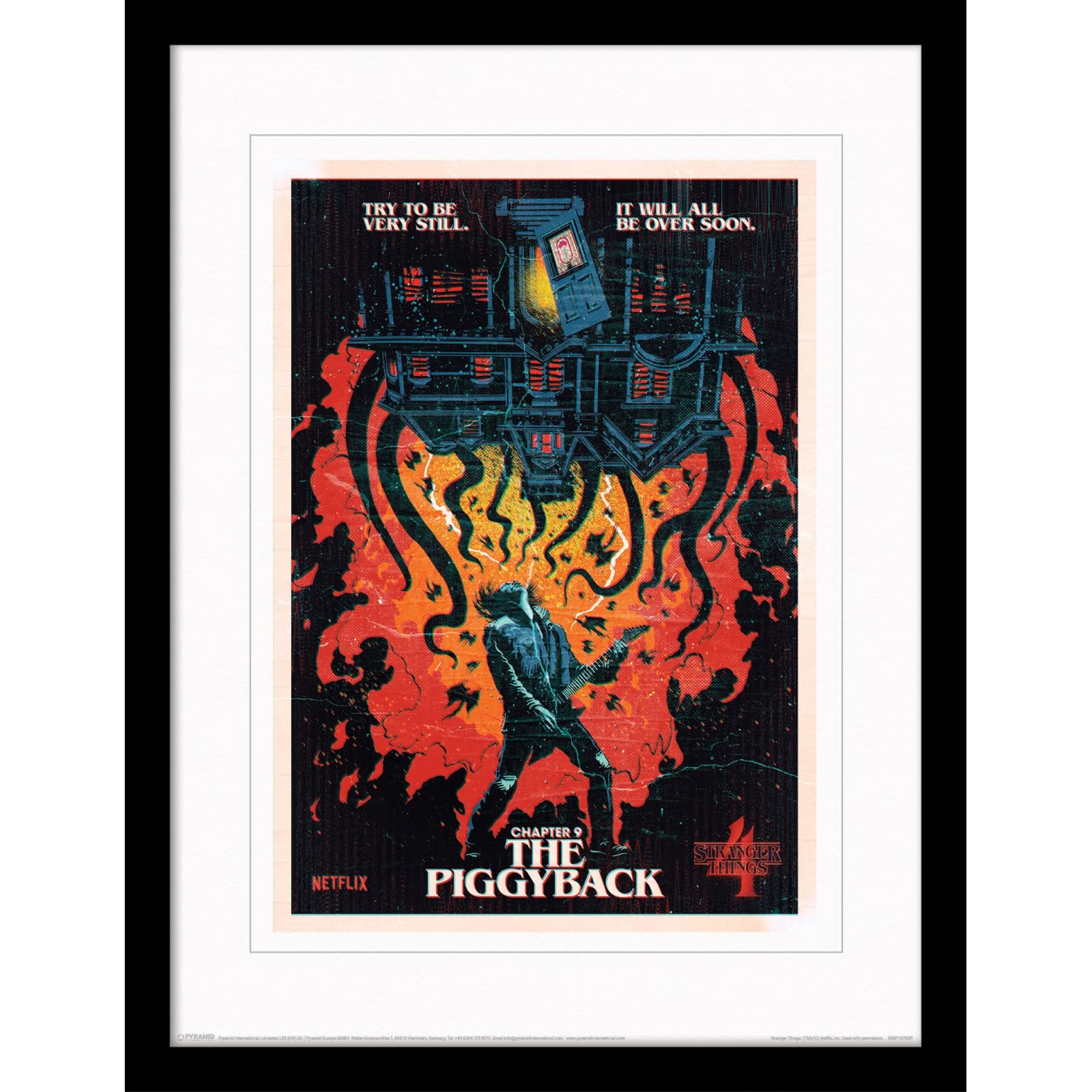 Pyramid International Stranger Things Poster with Border and Black Frame (Chapter 9 - The Piggyback) 30cm x 40cm Frame and Stranger Things Wall Art - Official Stranger Things Merchandise