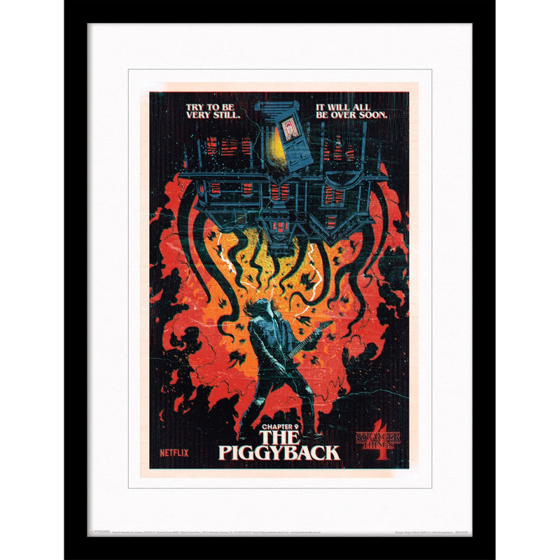 Pyramid International Stranger Things Poster with Border and Black Frame (Chapter 9 - The Piggyback) 30cm x 40cm Frame and Stranger Things Wall Art - Official Stranger Things Merchandise