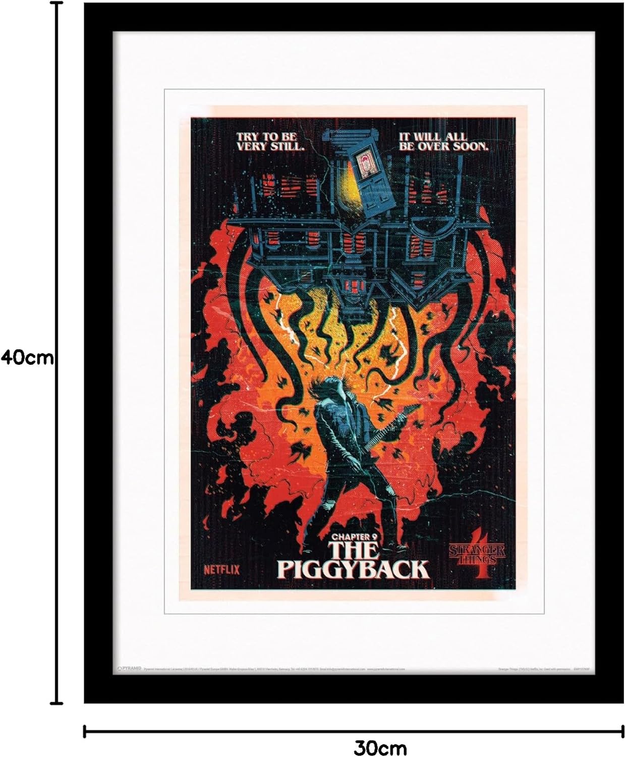 Pyramid International Stranger Things Poster with Border and Black Frame (Chapter 9 - The Piggyback) 30cm x 40cm Frame and Stranger Things Wall Art - Official Stranger Things Merchandise