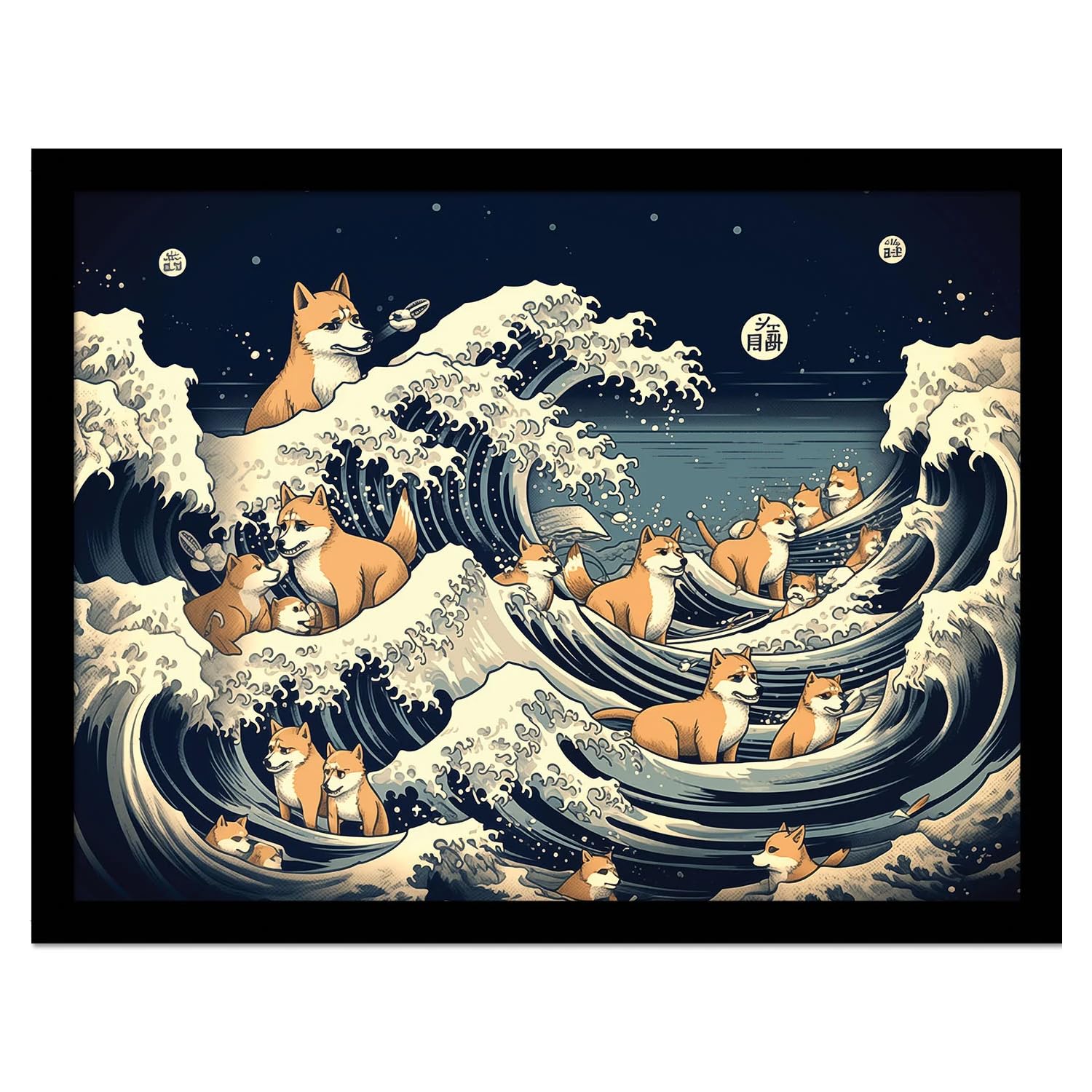 Wave Collection (Shiba Waves) 30 x 40cm Collector Print (Framed