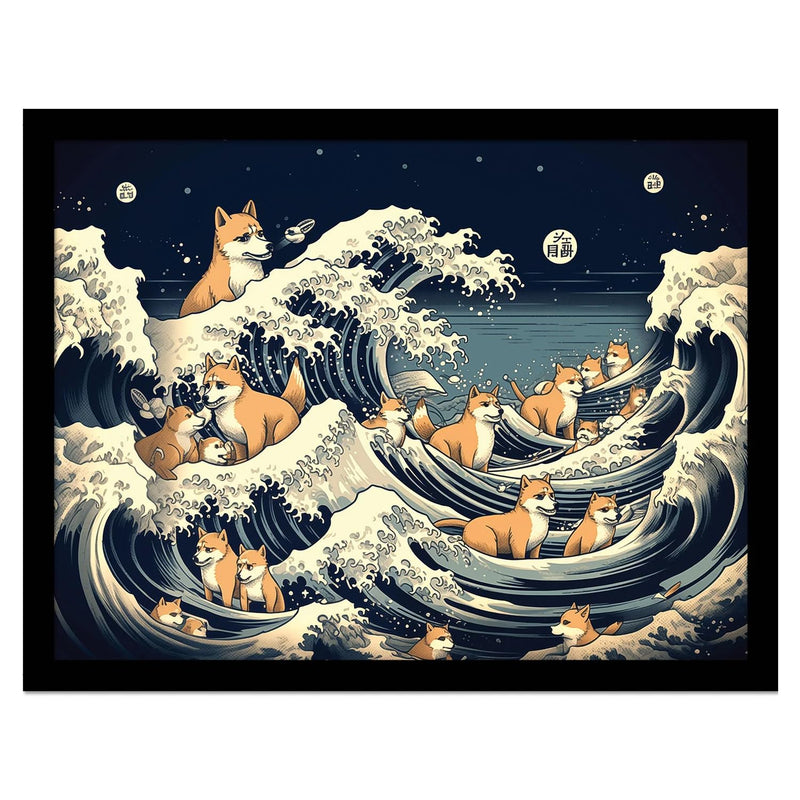 Wave Collection (Shiba Waves) 30 x 40cm Collector Print (Framed