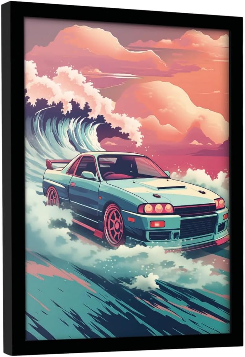 Pyramid International Wave Cars Hakosuka Framed Poster (40cm x 30cm) (Multicoloured) 40cm x 30cm Multicoloured