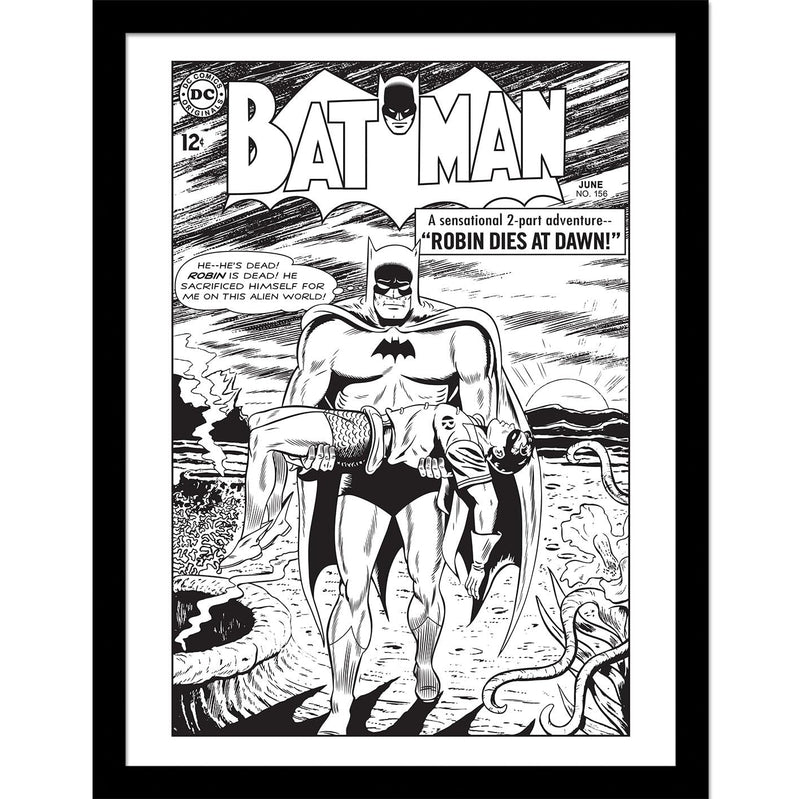 Batman Comic Covers (Comic Robin Dies B&W) Collector Print (Framed)