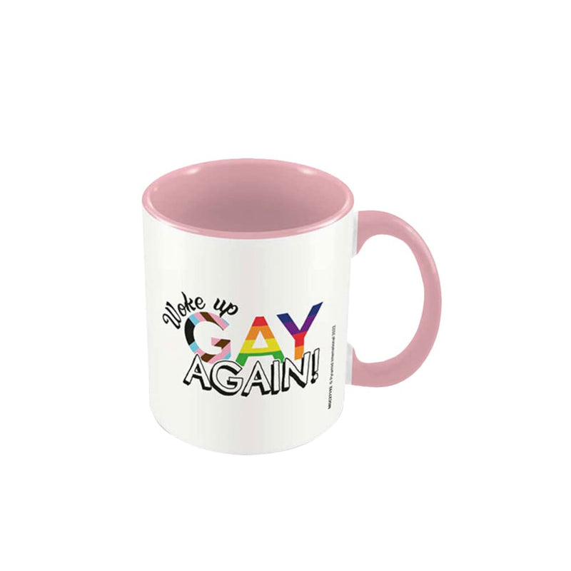 Pyramid International Woke Up Gay Again Mug (One Size) (Pink/White