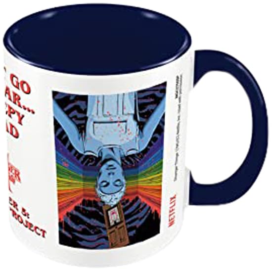 Stranger Things Season 4 Mug (The Nina Project Design) 11oz Ceramic White and Dark Blue Mug - Official Merchandise