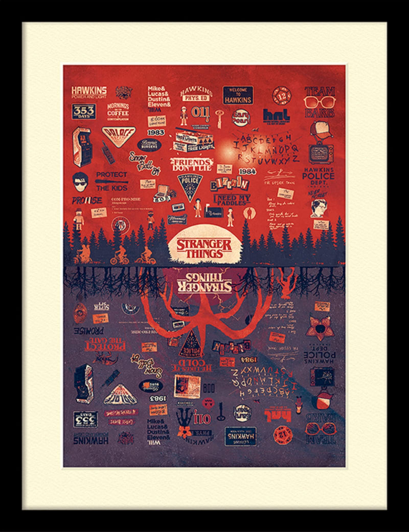 Pyramid International Stranger Things Poster with Border and Black Frame (The Upside Down Design) 30cm x 40cm Frame and Stranger Things Wall Art - Official Stranger Things Merchandise