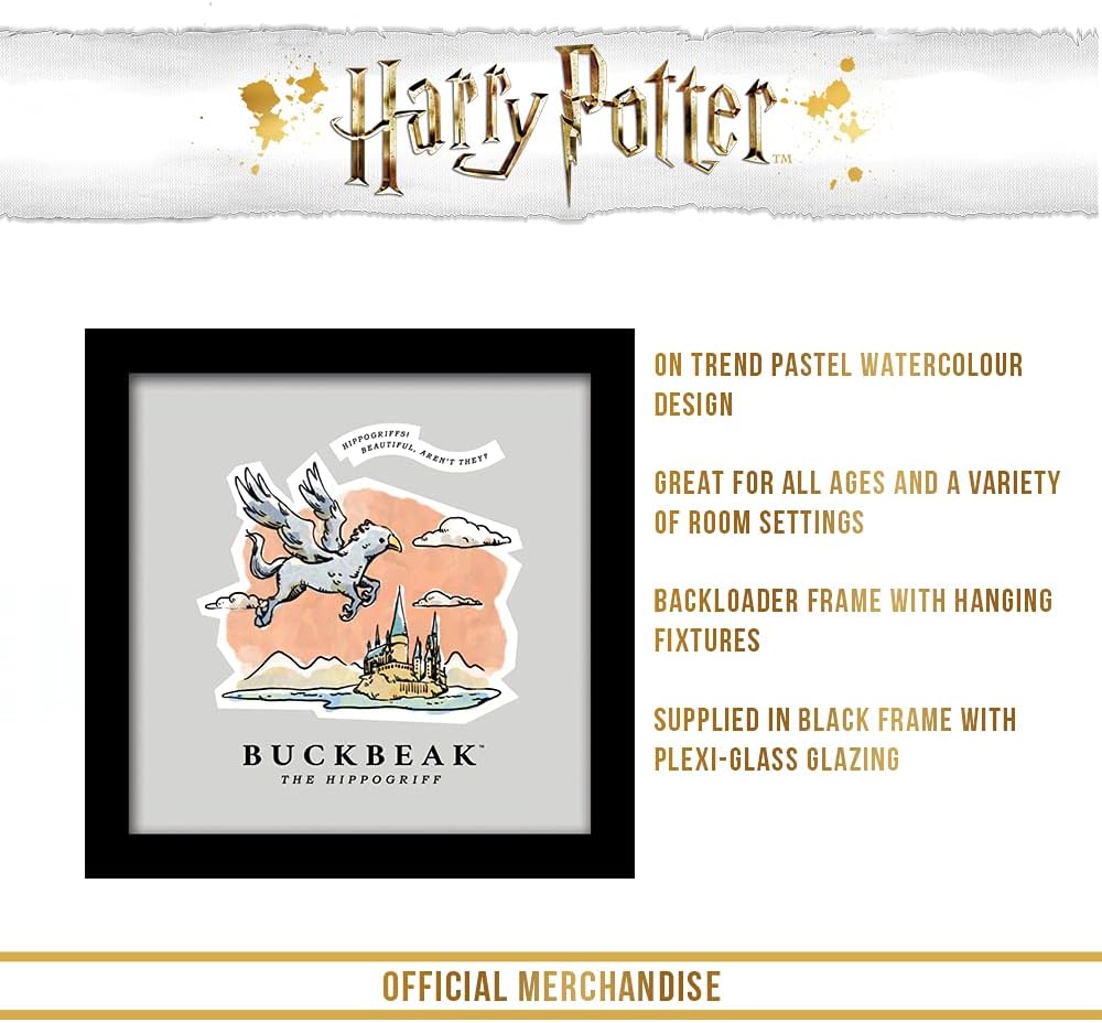 Pyramid International HARRY POTTER Framed Print Buckbeak Watercolour Design 30cm x 30cm - Official Merchandise