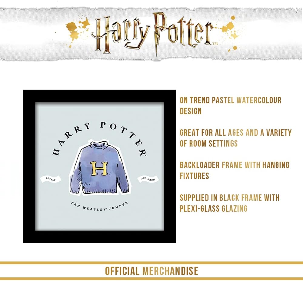 Pyramid International HARRY POTTER Framed Print Weasley Jumper Design 30cm x 30cm - Official Merchandise H Jumper