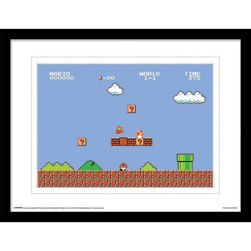 Super Mario Bros – Framed Painting Game Scene Design (40 cm x 30 cm) (Blue, White, Black), Blue, White, Black, 40 cm x 30 cm