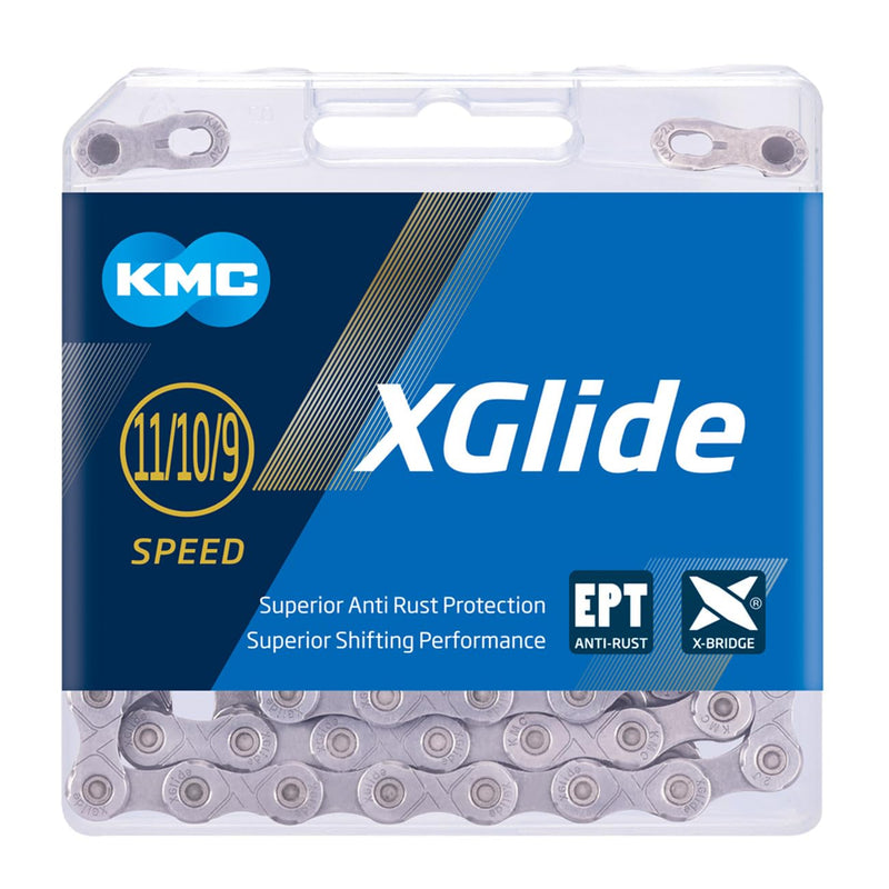 KMC Cadena xGlide EPT de 9, 10 y 11 velocidades, plata oscura, eslabones 118