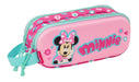 Safta Minnie Mouse 3D – Double 3D Pencil Case, Children's Pencil Case, Ideal for School Age Children, Comfortable and Versatile, Quality and Resistance, 21 x 6 x 8 cm, Pink, Pink, Estándar, Casual