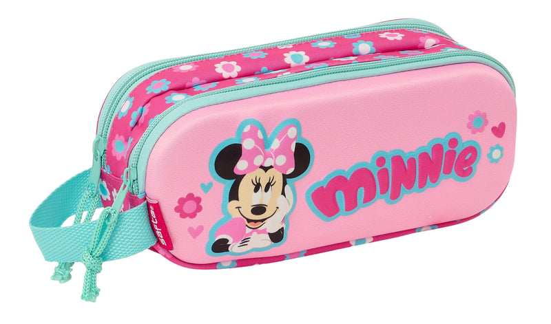 Safta Minnie Mouse 3D – Double 3D Pencil Case, Children's Pencil Case, Ideal for School Age Children, Comfortable and Versatile, Quality and Resistance, 21 x 6 x 8 cm, Pink, Pink, Estándar, Casual