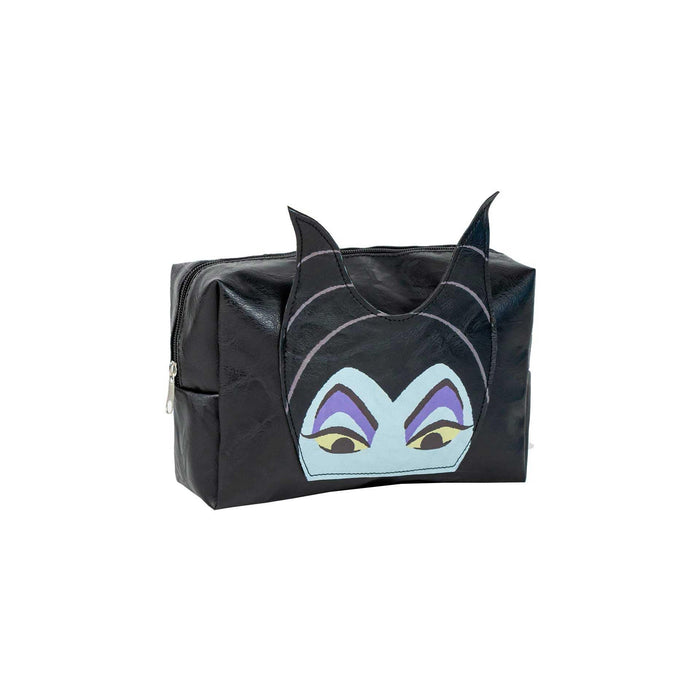 Disney Villains Travel Toiletry Bag - Black - Large Storage Capacity - Zip Closure - Maleficent Print - Original Product, Black/White, Large Capacity Travel Toiletry Bag