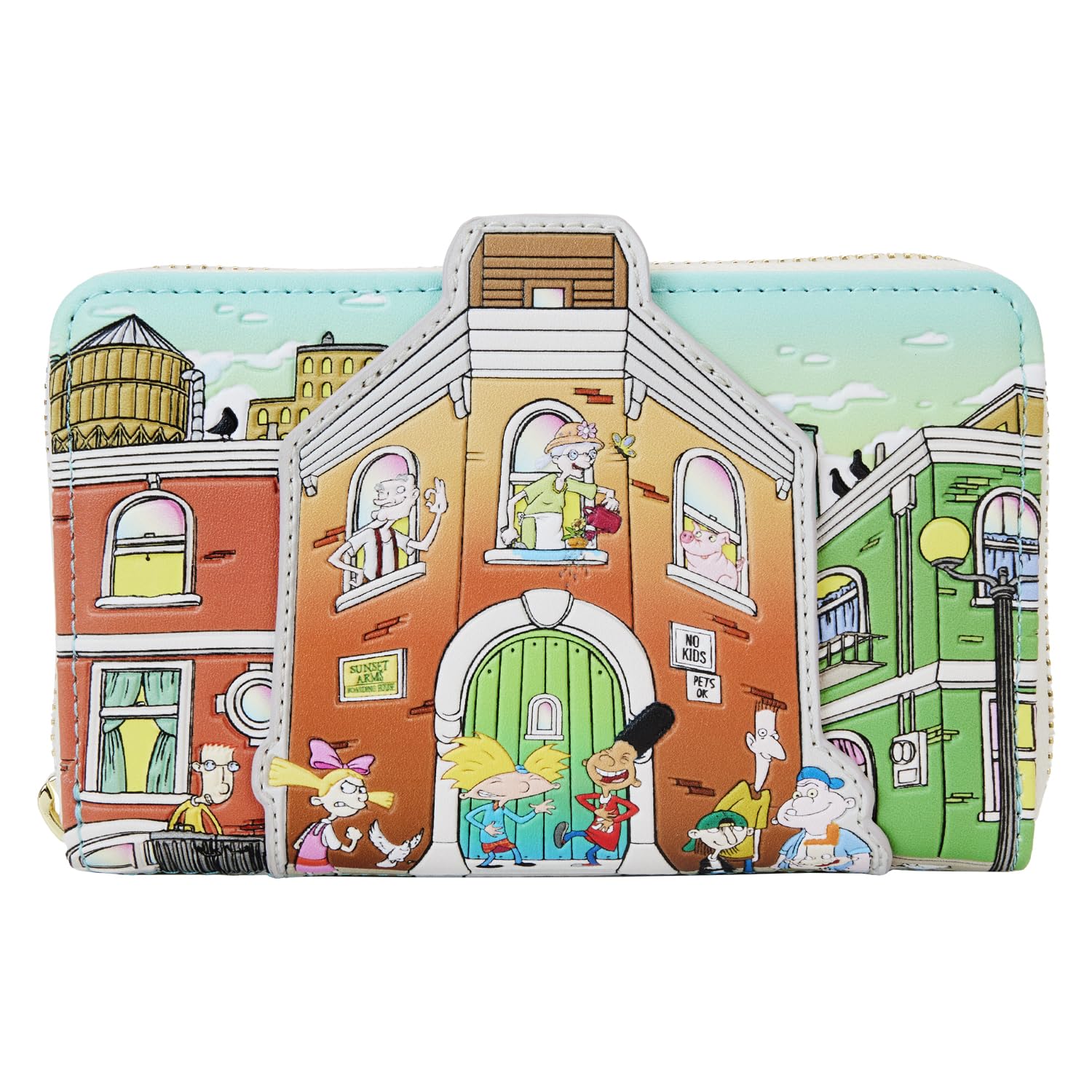 Loungefly Hey Arnold Sunset Arms Boarding House Zip Around Wallet, Multicolor, Zip Around Wallet