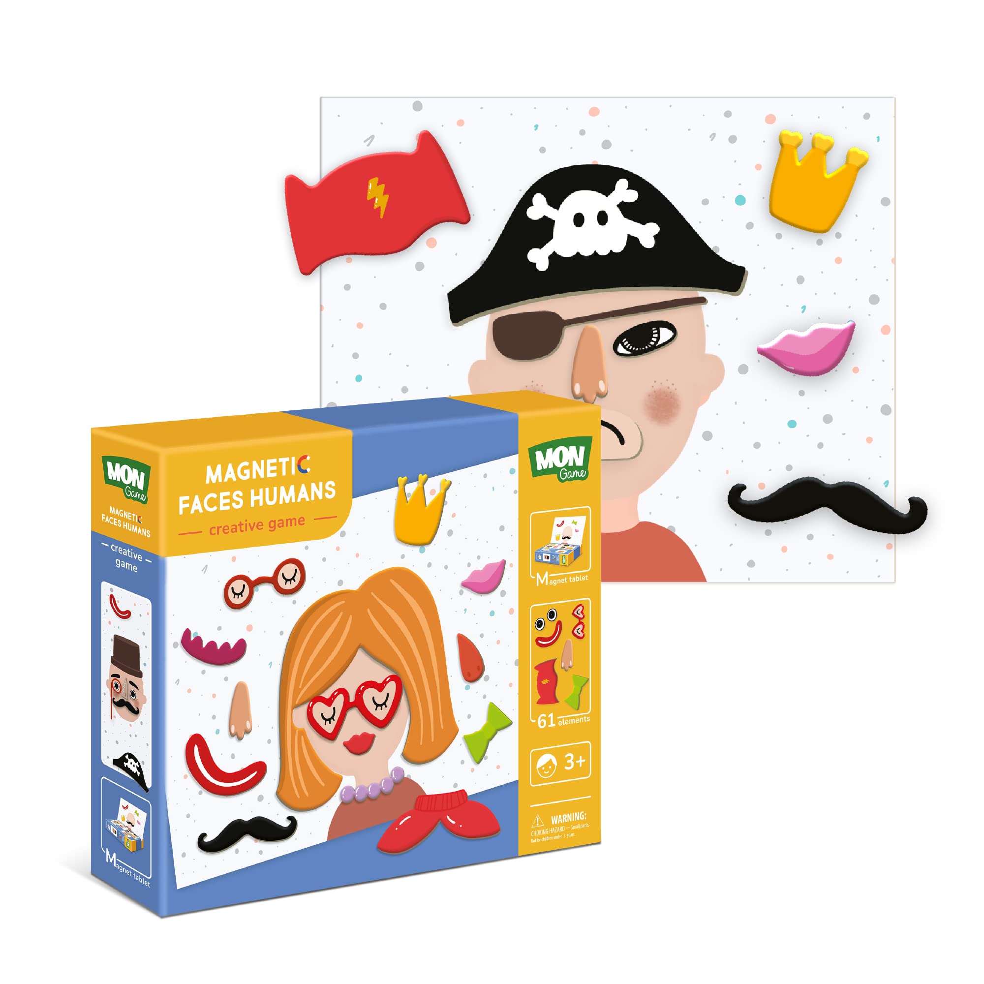 Magnetic Creative Game Human Faces for Kids 3 year olds and up Magnetic Board with Magnetic Elements Dodo Perfect Educational Detailed Gift for Boys and Girls