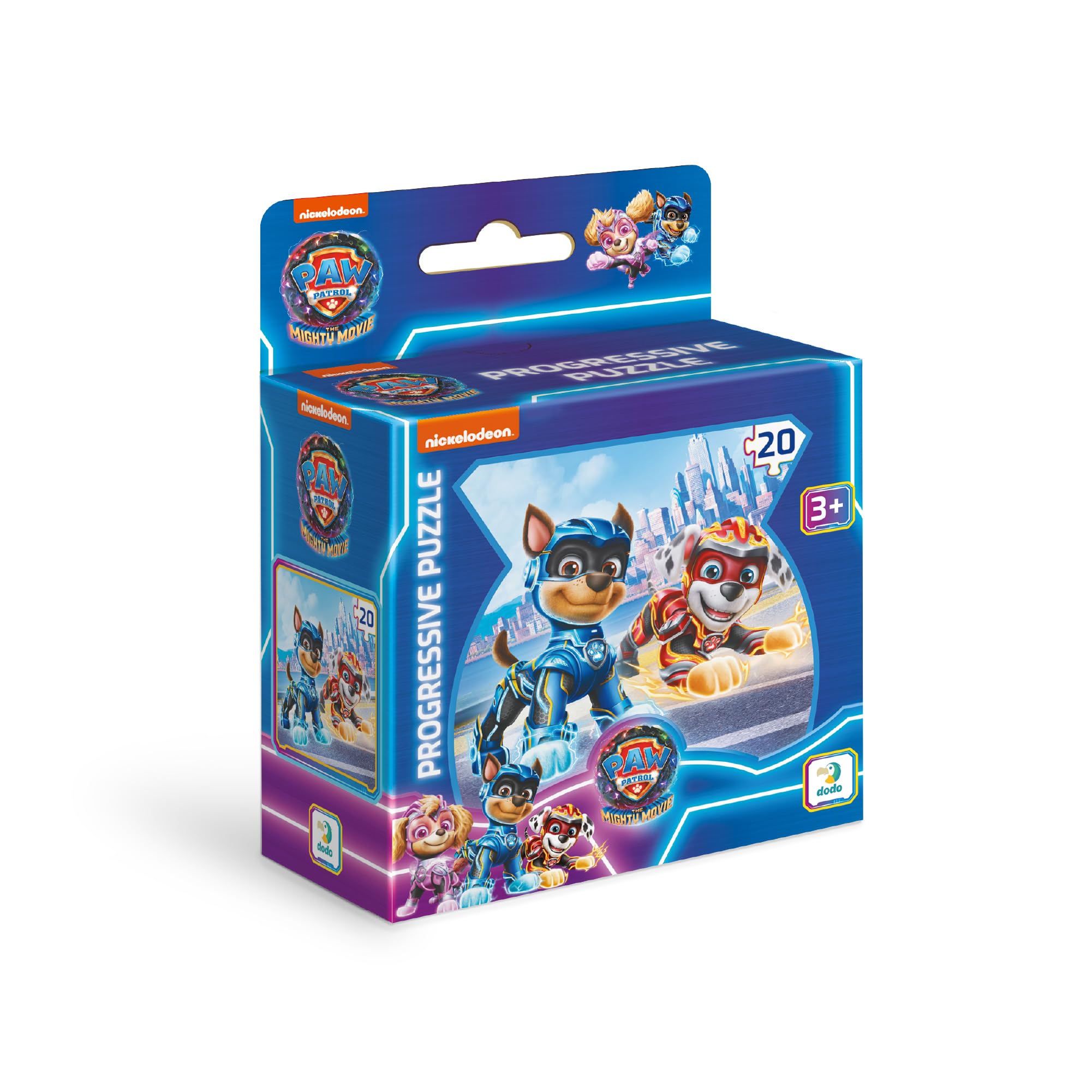 PAW Patrol Mighty Movie Progressive Puzzle, 20 Pieces, Ages 3+, Chase and Marshall Design, Boys and Girls Jigsaw