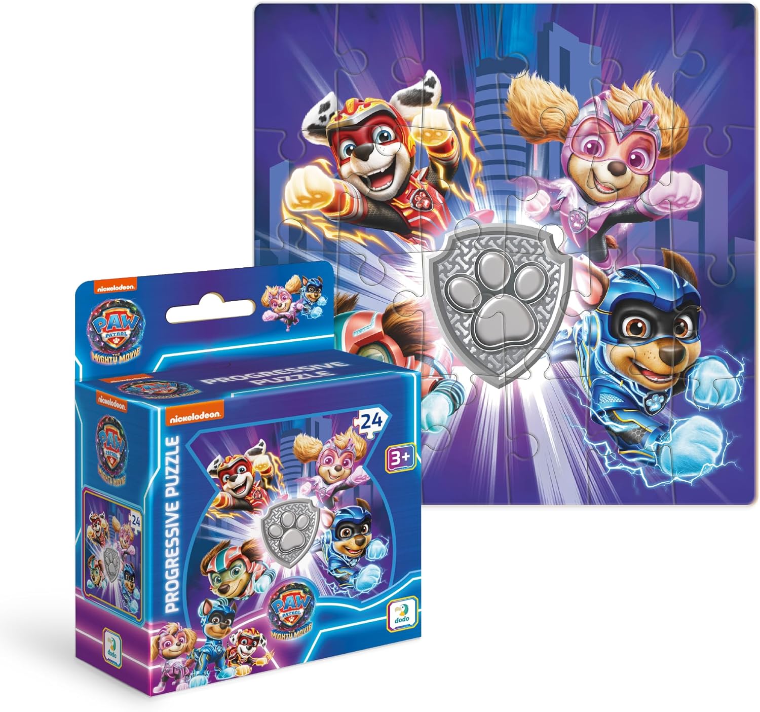 PAW Patrol Mighty Hereos Progressive Puzzle, 24 Pieces, Ages 3+, Chase and Marshall Design, Boys and Girls Jigsaw