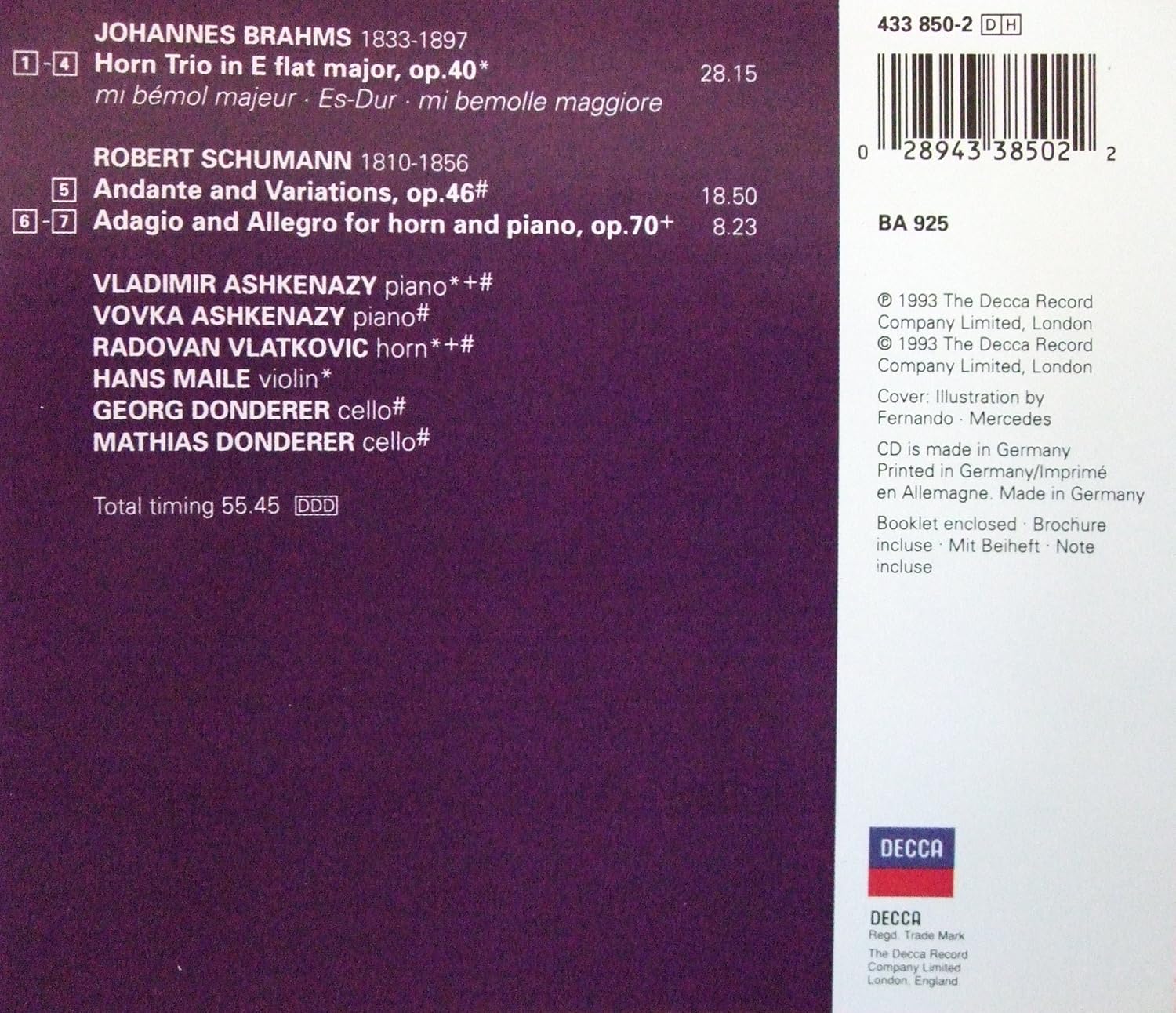 Brahms-Trio Pr Cor-Schumann-Andante&Var.Pr Cor-R.Vlatkovic-
