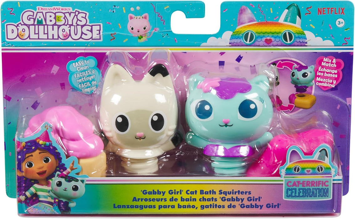 Gabby's Dollhouse: Gabby Cat Bath Squirters, Mercat and Pandy Paws Floating Toddler Bath Toys for Girls and Boys Aged 3 and up