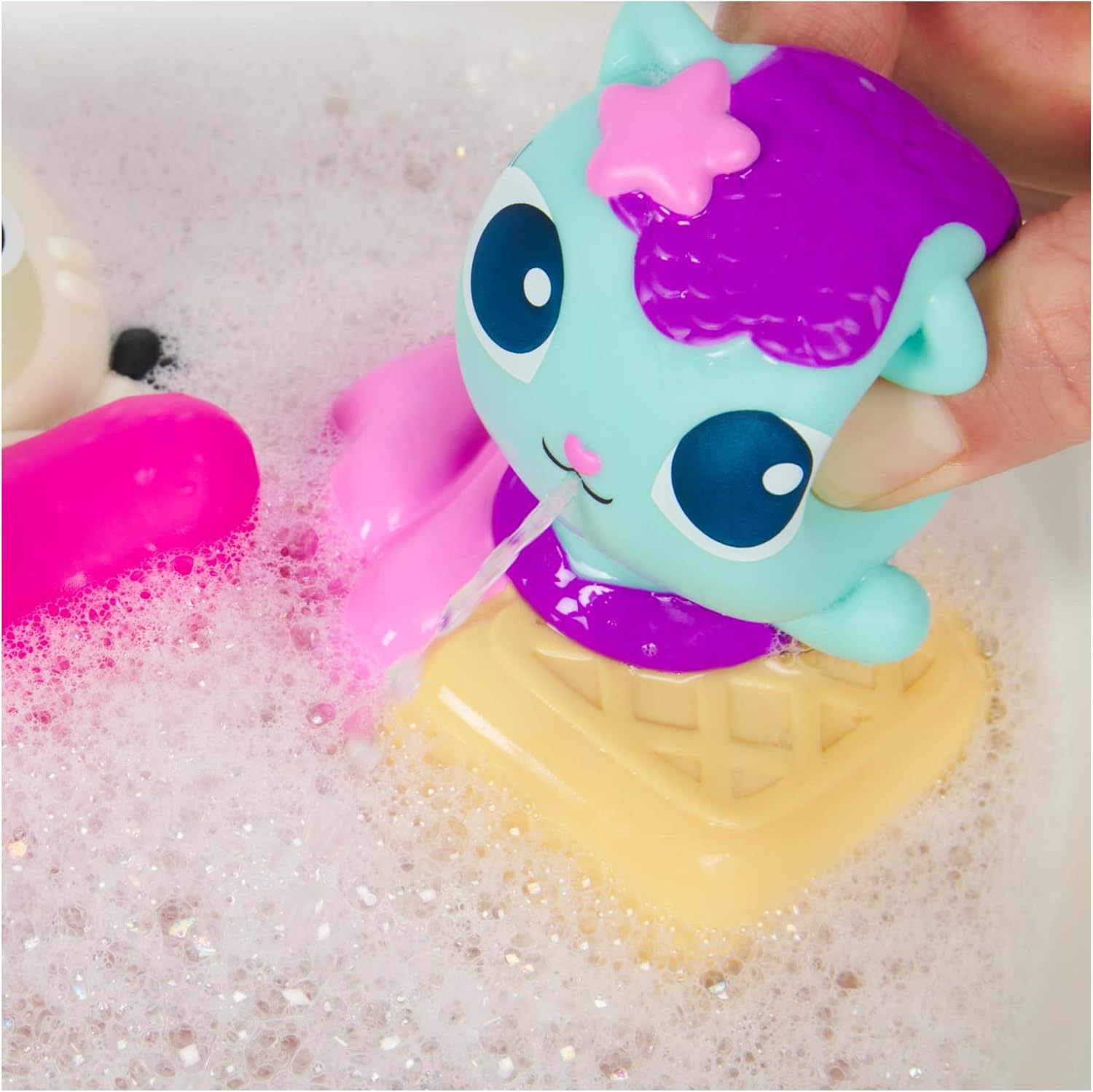 Gabby's Dollhouse: Gabby Cat Bath Squirters, Mercat and Pandy Paws Floating Toddler Bath Toys for Girls and Boys Aged 3 and up