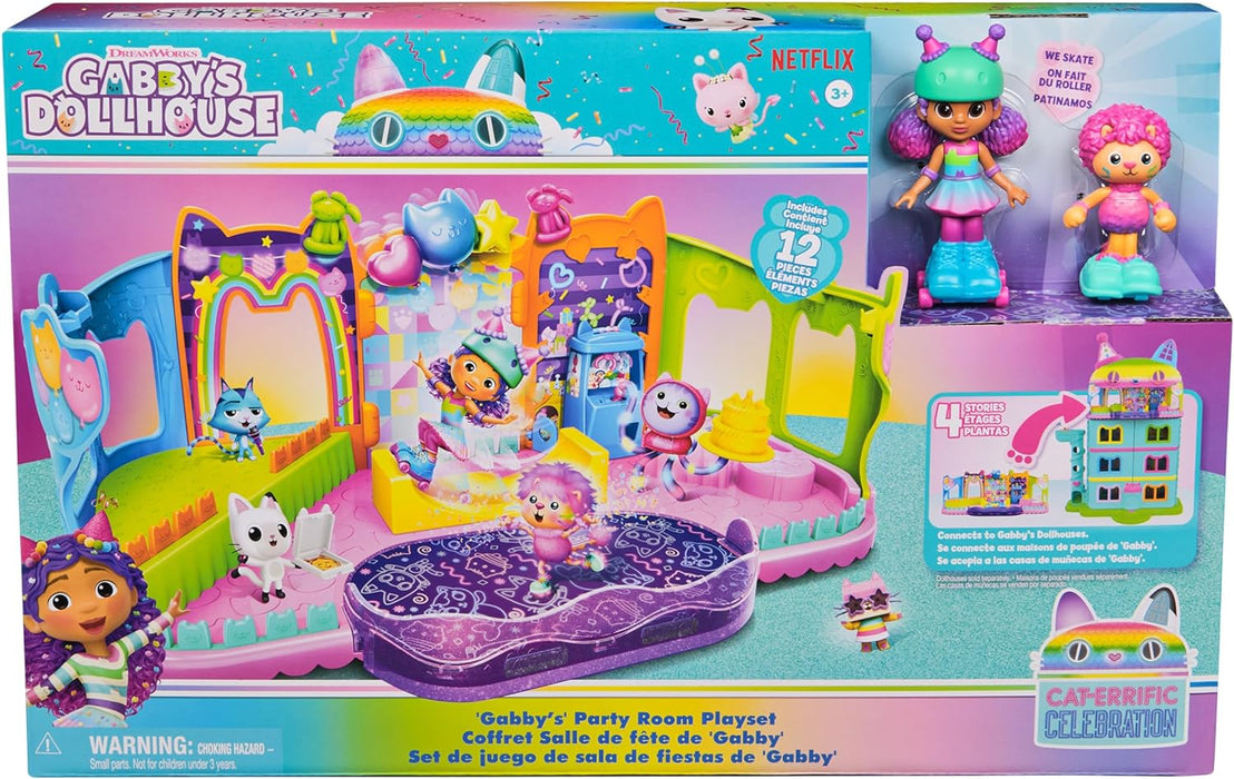 Gabby’s Dollhouse, Party Room Playset with Exclusive Toy Figures, Doll’s House Furniture, Accessories and Fidget Play, Kids’ Toys for Girls and Boys Aged 3+