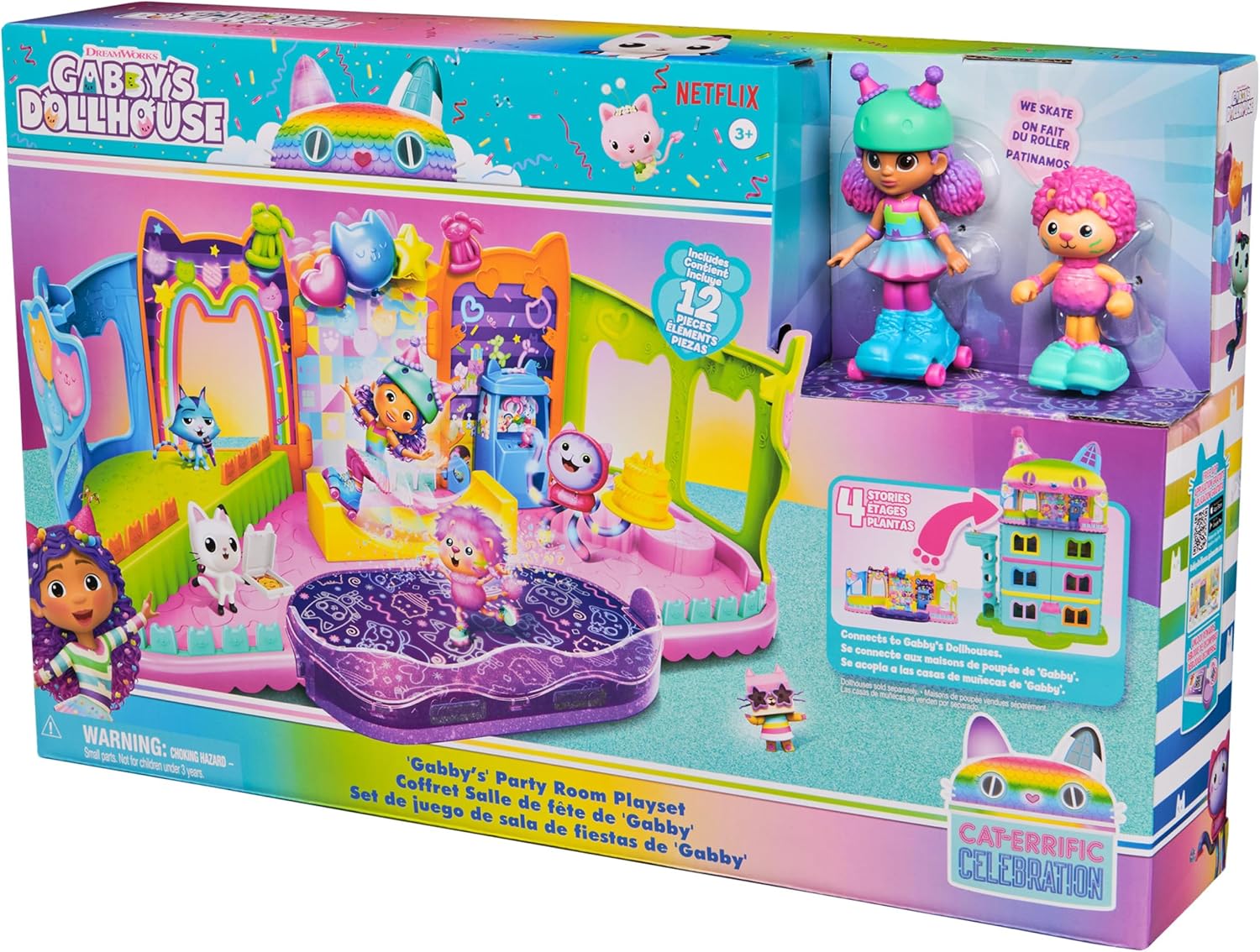 Gabby’s Dollhouse, Party Room Playset with Exclusive Toy Figures, Doll’s House Furniture, Accessories and Fidget Play, Kids’ Toys for Girls and Boys Aged 3+