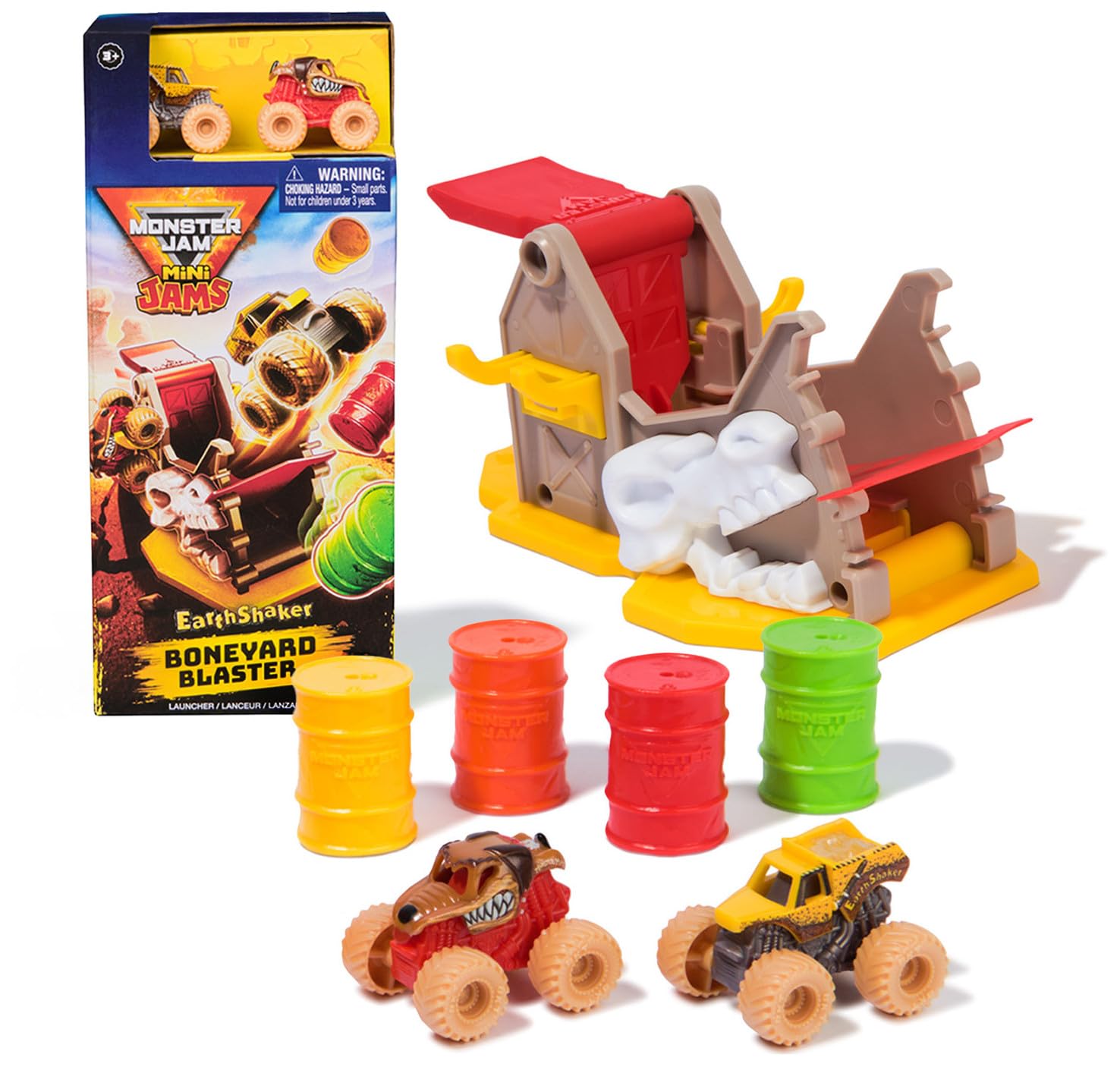 Monster Jam, Mini Launcher Set, Includes Monster Mutt and Earth Shaker 1:87 Scale Die-Cast Monster Trucks, Kids’ Toys for Boys Aged 3 4 5 6+