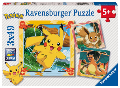 Ravensburger Kinderpuzzle - 12004062 Pokémon - Puzzle für Kinder ab 5 Jahren, mit 3x49 Teilen