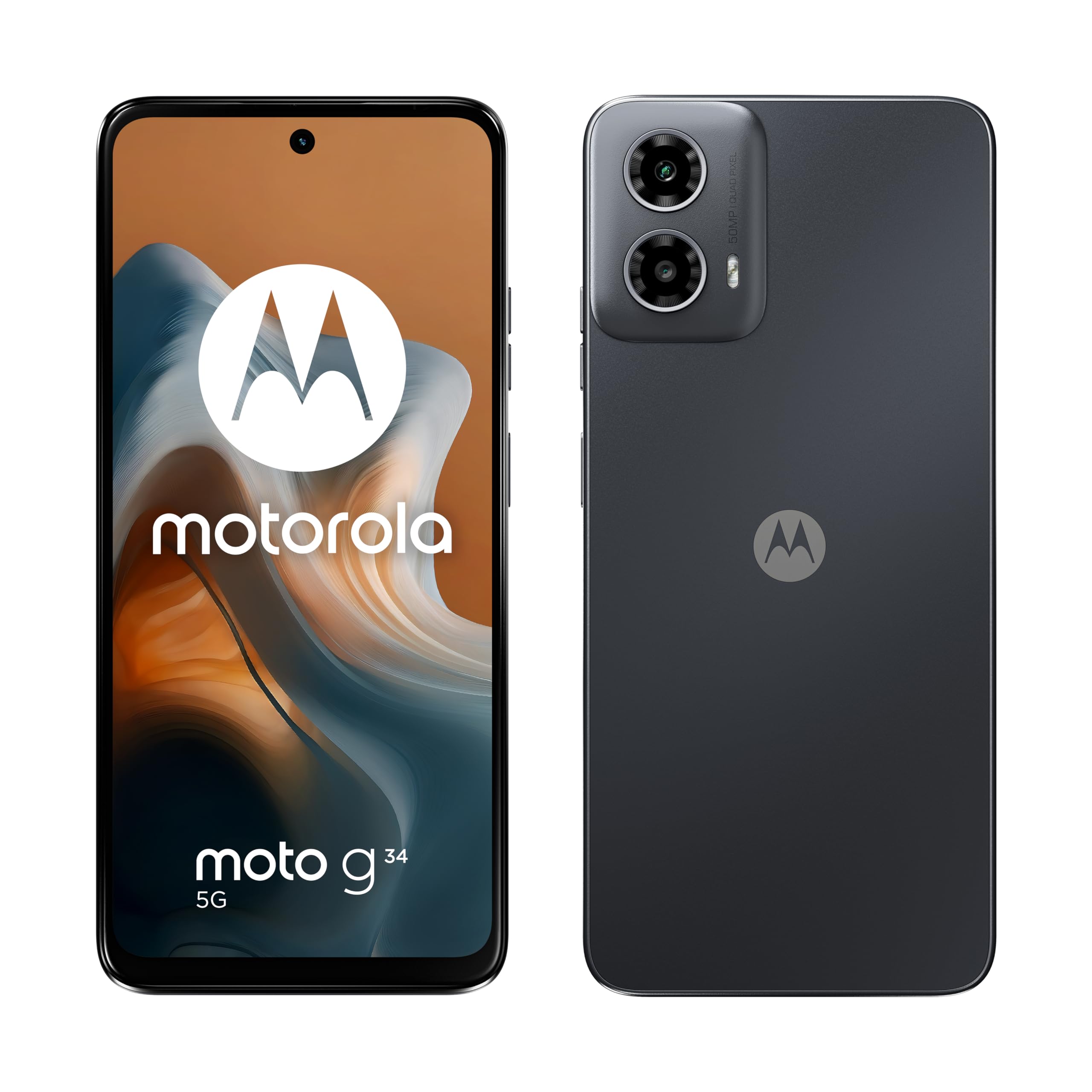 Motorola moto g34 Smartphone (6,53“ HD+ Display, 50 MP Camera, 4/128 GB, 5000 mAh Battery, Android 14) Charcoal Black