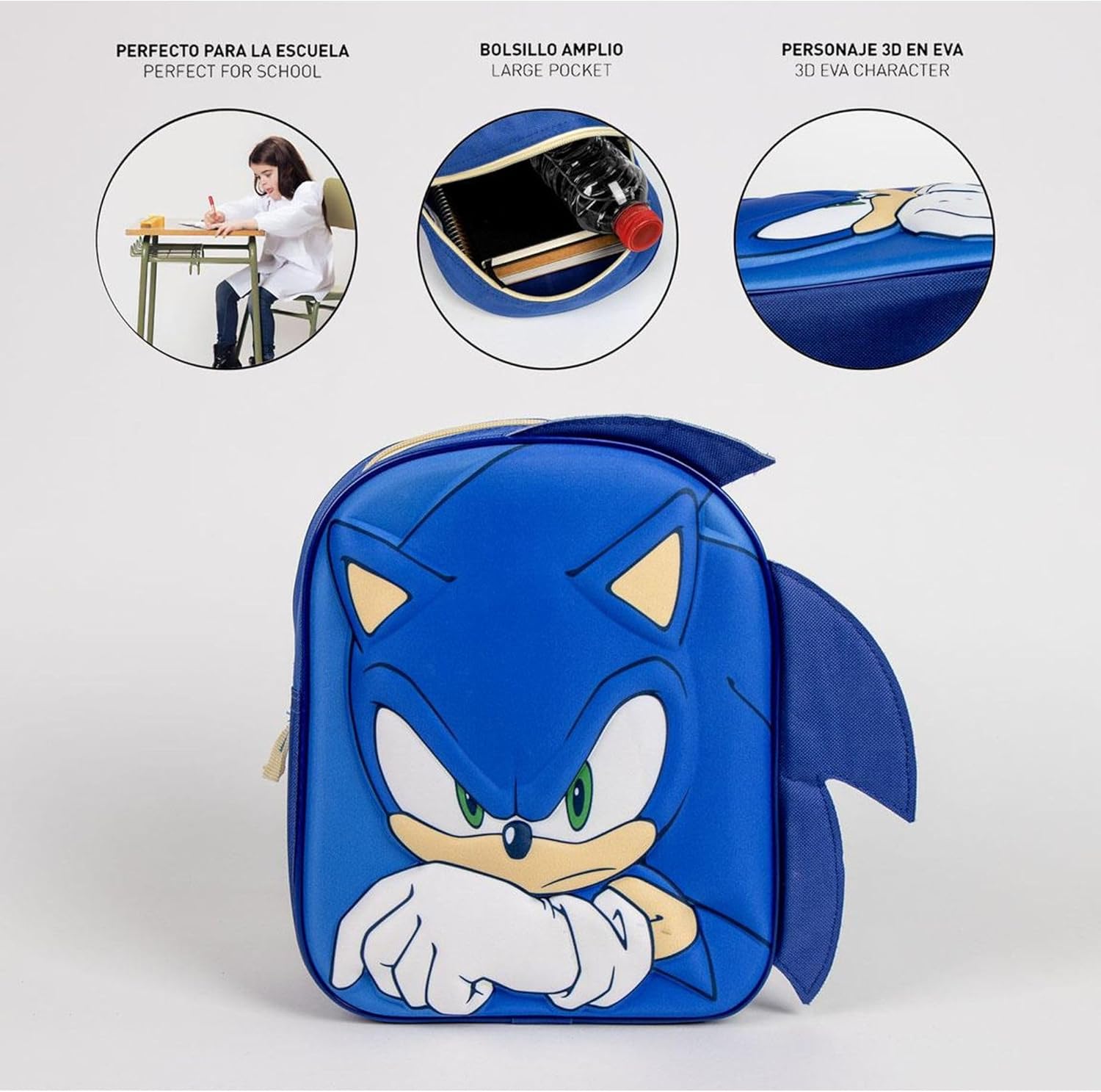 CERDÁ LIFE'S LITTLE MOMENTS Applicazioni Zaino 3D Bambini Sonic, Unisex Kids, Blu, Regular