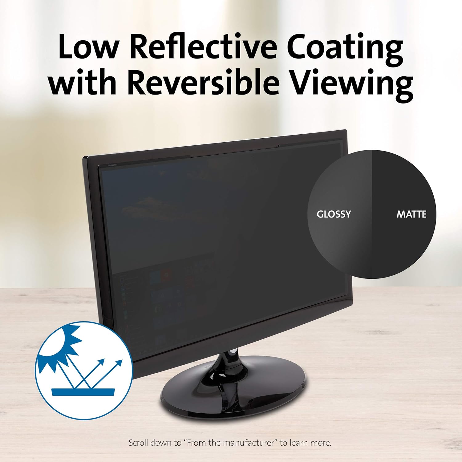 Kensington Magnetic Privacy Screen Filter - MagPro Magnetic 24 Inch 16:9 Monitor Privacy Screen Filter with Blue Light Filter, Anti-Glare Screen Protector (K58357WW) 24" (16:9)