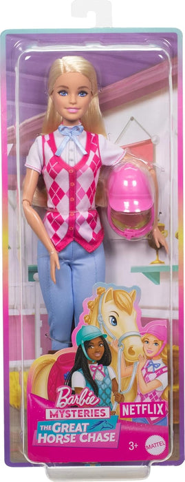 Barbie “Malibu” Doll & Accessories from Barbie Mysteries: The Great Horse Chase, Includes Fashion Doll, Removable Riding Outfit & Helmet, HXJ38