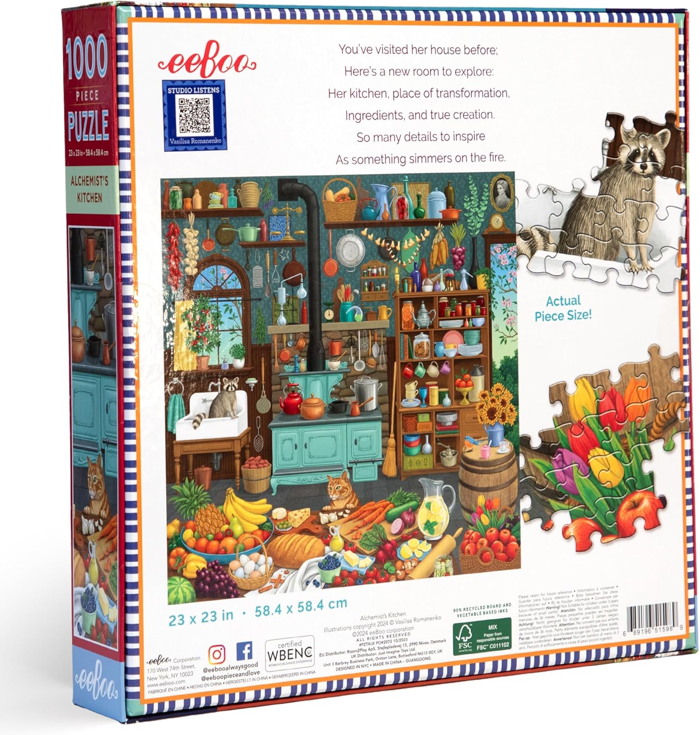 eeBoo Cocina del alquimista – Puzzle Adulto cartón 1000 Piezas – Dimensión 58,5 cm de Lado, Multicolor (PZTALK