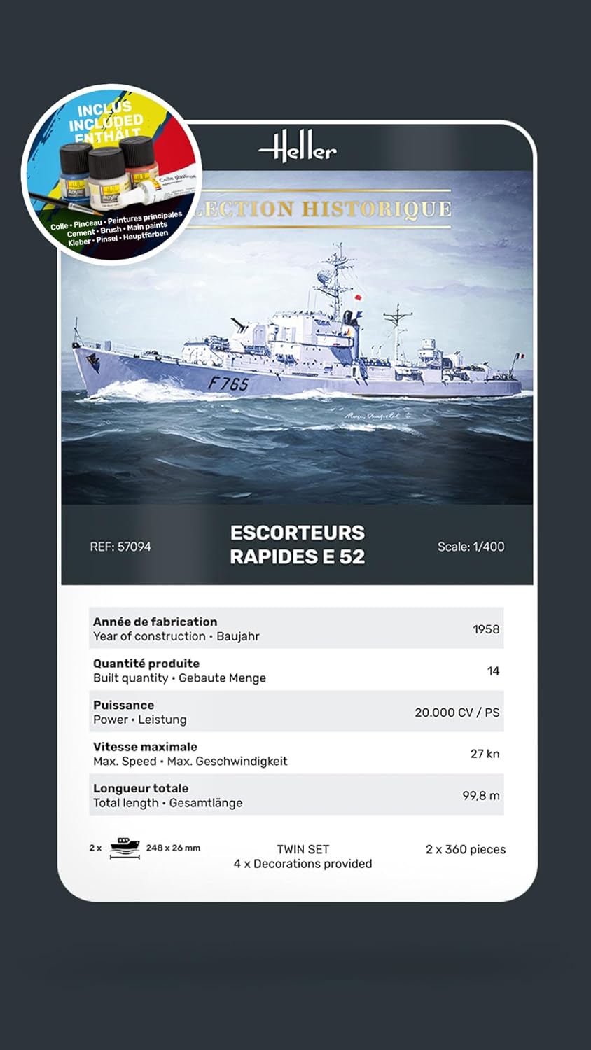 Heller - 1/400 Starter Kit Escorteurs Rapides E 52