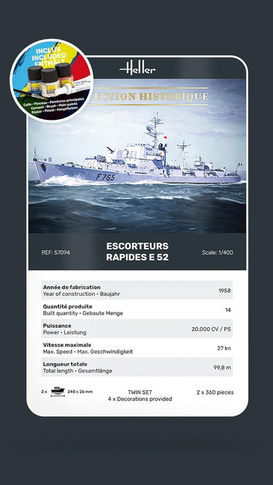 Heller 57094 Starter KIT Escorteurs Rapides E 52 Collection Historique 1/400
