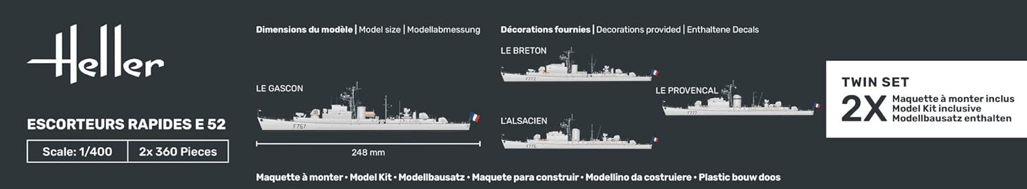 Heller - 1/400 Starter Kit Escorteurs Rapides E 52