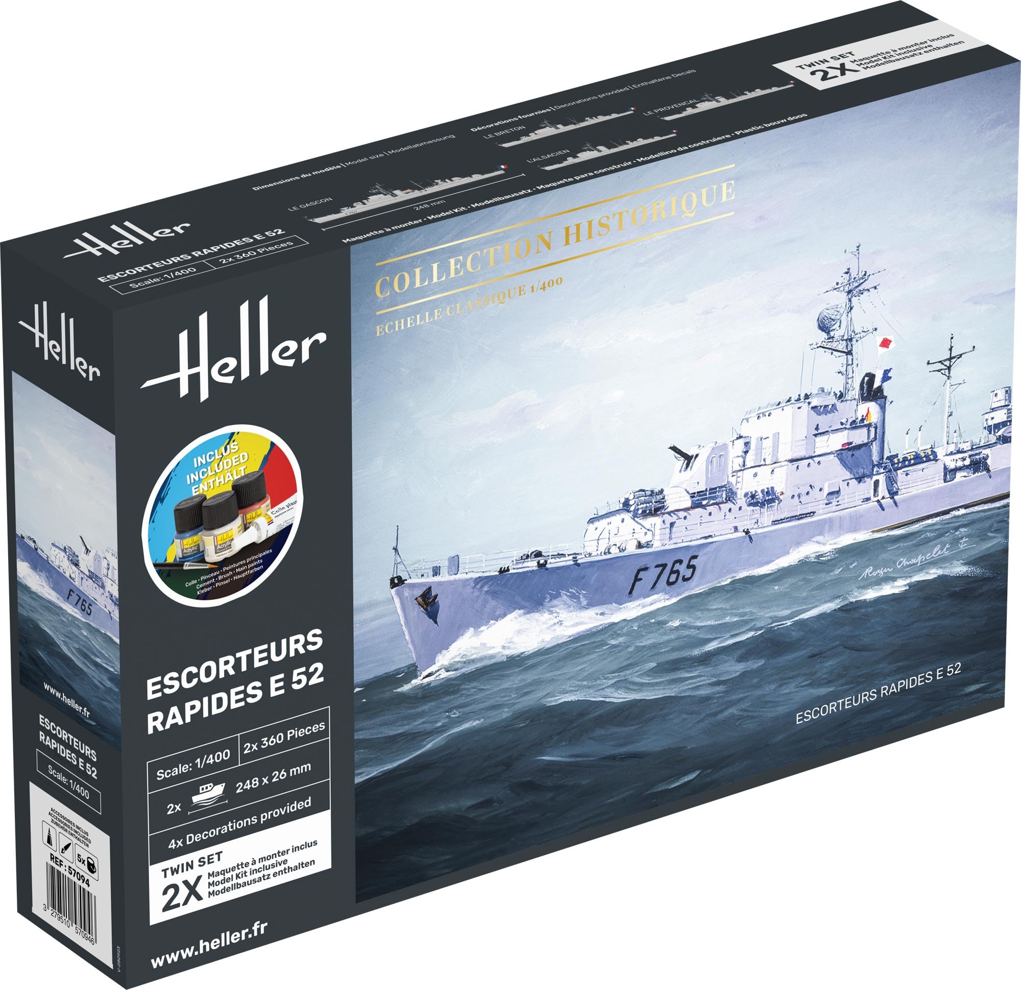 Heller 57094 Starter Kit Escorteurs Rapides E 52 Collection Historique 1/400