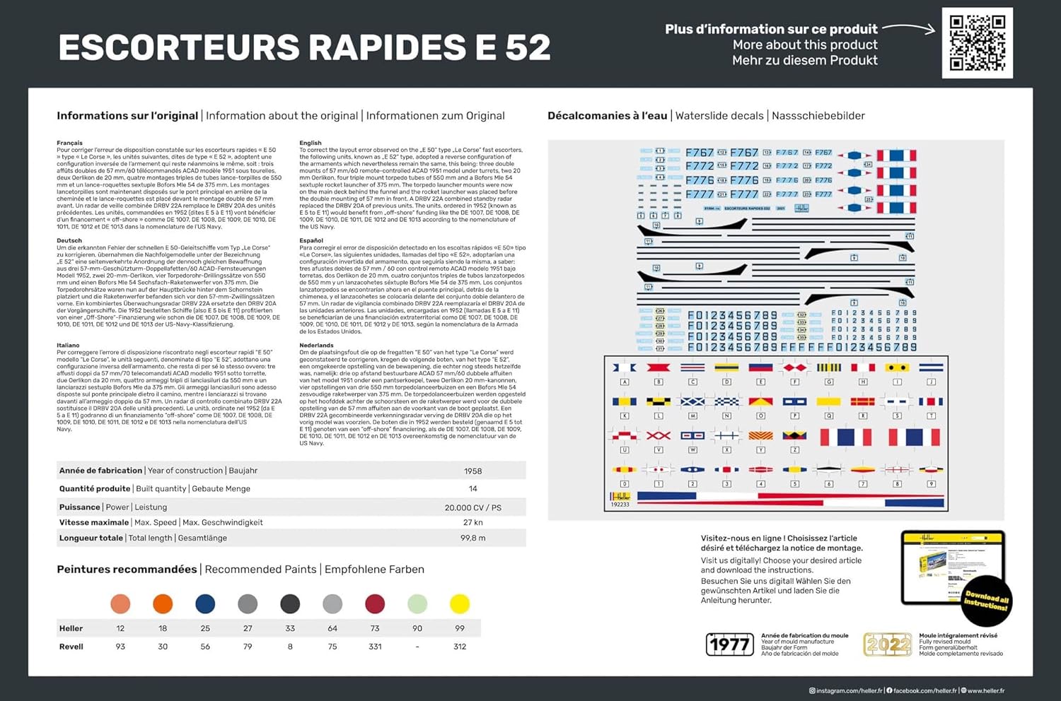 Heller 57094 Starter Kit Escorteurs Rapides E 52 Collection Historique 1/400