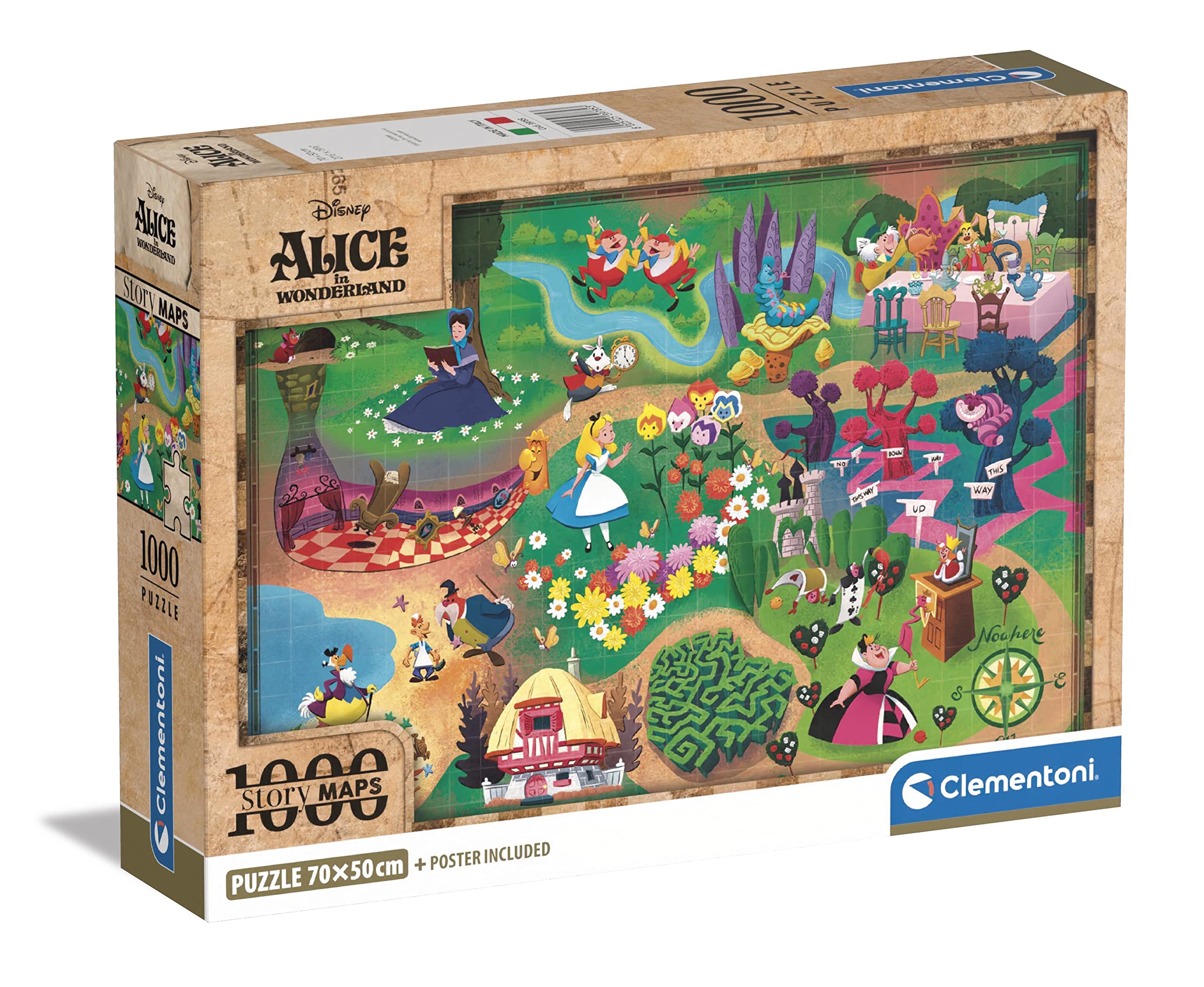 Clementoni 39785 Disney Alice in Wonderland-1000 Pieces-Adult Jigsaw Puzzles, Made in Italy, Multi-Coloured